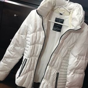 NEW Guess White Winter Puffer Coat